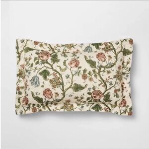 Studio McGee Floral Flange Accent Pillow - Cream, Green, Pink, 12 x 20”